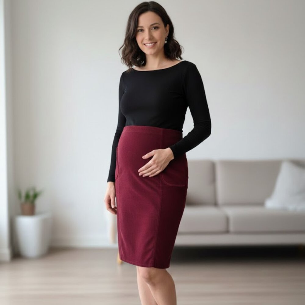 Maternity Fine Corduroy Skirt with Velvet Trim Size Small NWT